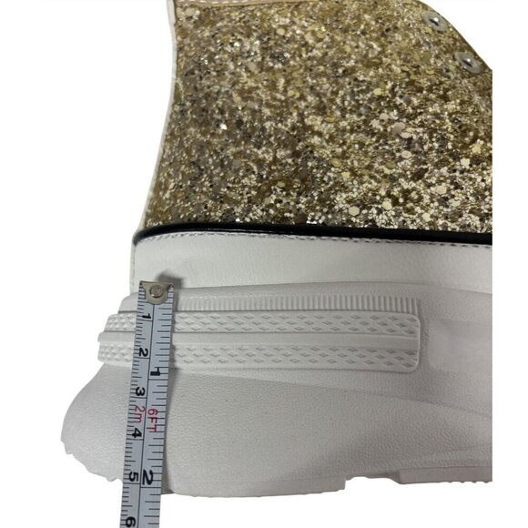 MATA / Rave Nights / Glitter High-Top / Platform / Sneakers / Gold & White - Picture 9 of 11